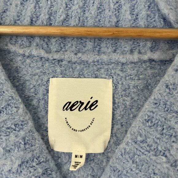 Aerie Teddy Boucle Oversized Knit Sweater in Ocean Sky Size Medium - Picture 3 of 6
